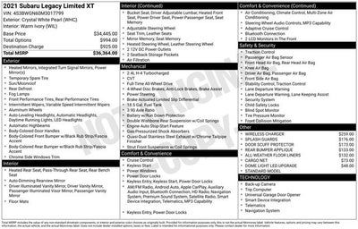 2021 Subaru Legacy Limited XT