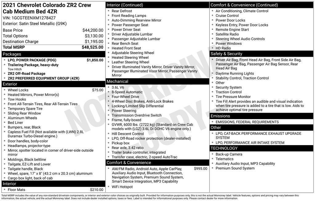 2021 Chevrolet Colorado ZR2