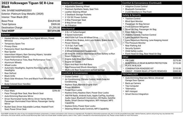 2023 Volkswagen Tiguan 2.0T SE R-Line Black