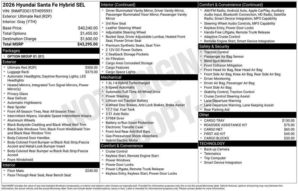 2026 Hyundai SANTA FE HYBRID SEL