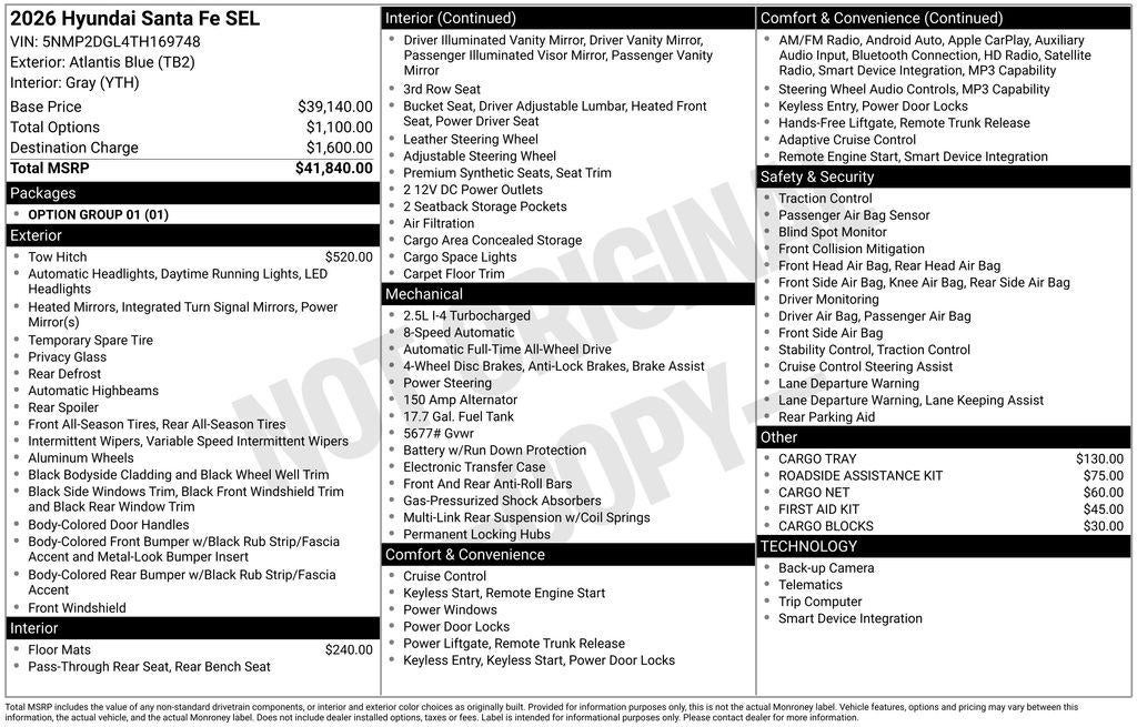 2026 Hyundai SANTA FE SEL AWD