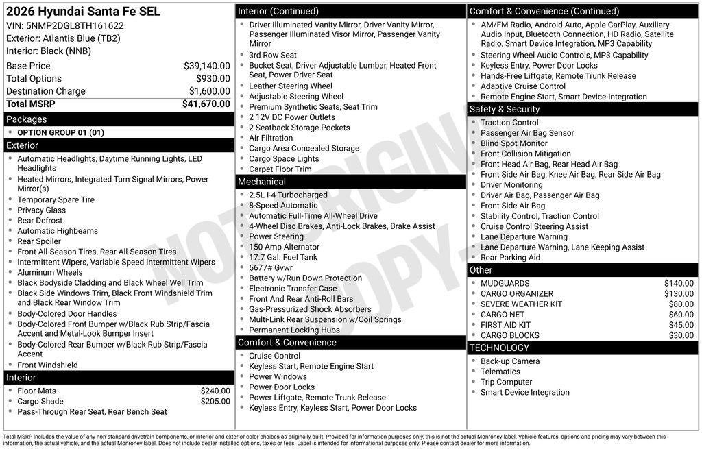 2026 Hyundai SANTA FE SEL AWD