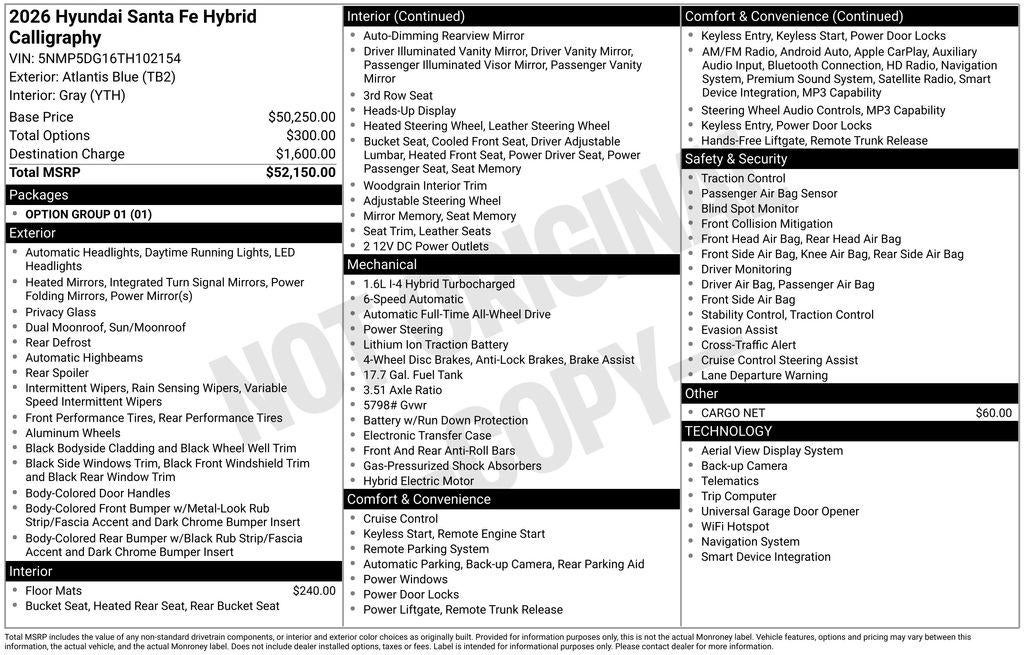 2026 Hyundai SANTA FE HYBRID Calligraphy
