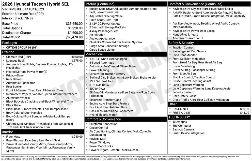 2026 Hyundai TUCSON HYBRID SEL AWD