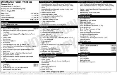 2026 Hyundai TUCSON HYBRID SEL Convenience