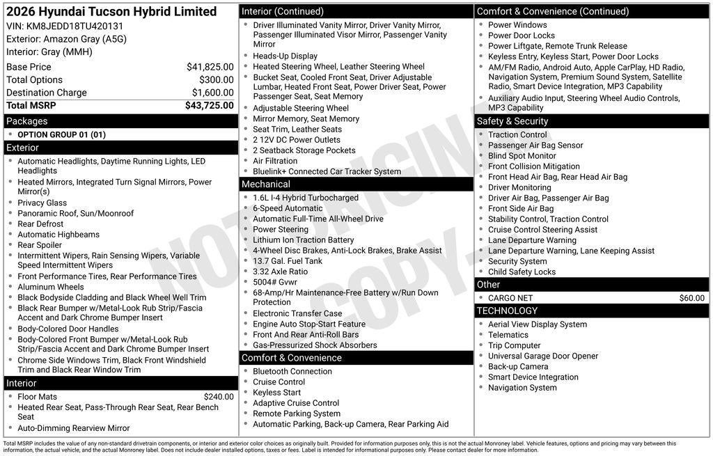 2026 Hyundai TUCSON HYBRID Limited