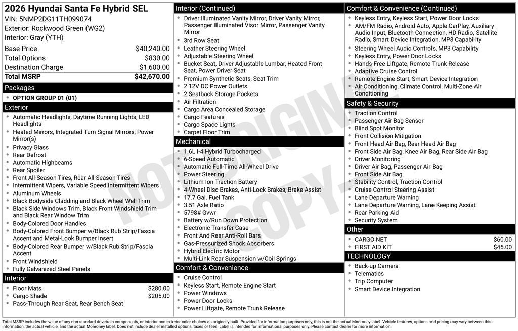 2026 Hyundai SANTA FE HYBRID SEL