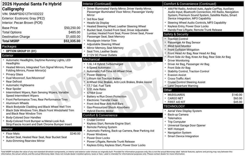 2026 Hyundai SANTA FE HYBRID Calligraphy