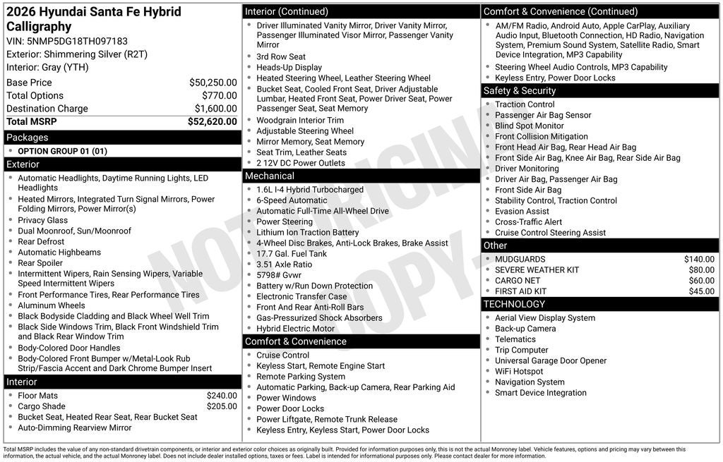 2026 Hyundai SANTA FE HYBRID Calligraphy