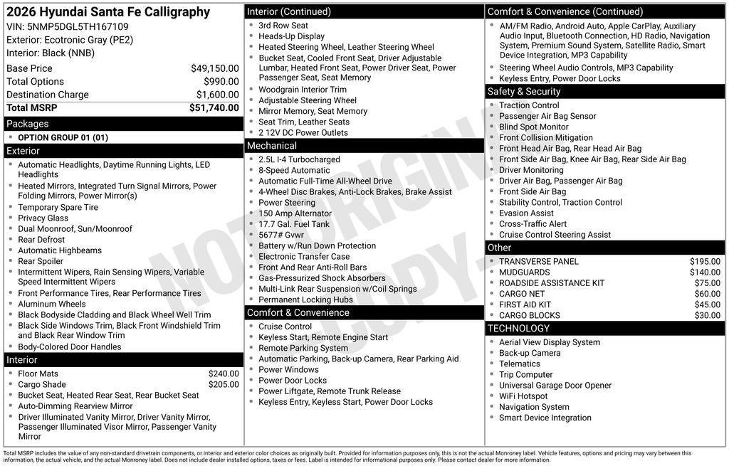 2026 Hyundai SANTA FE Calligraphy AWD